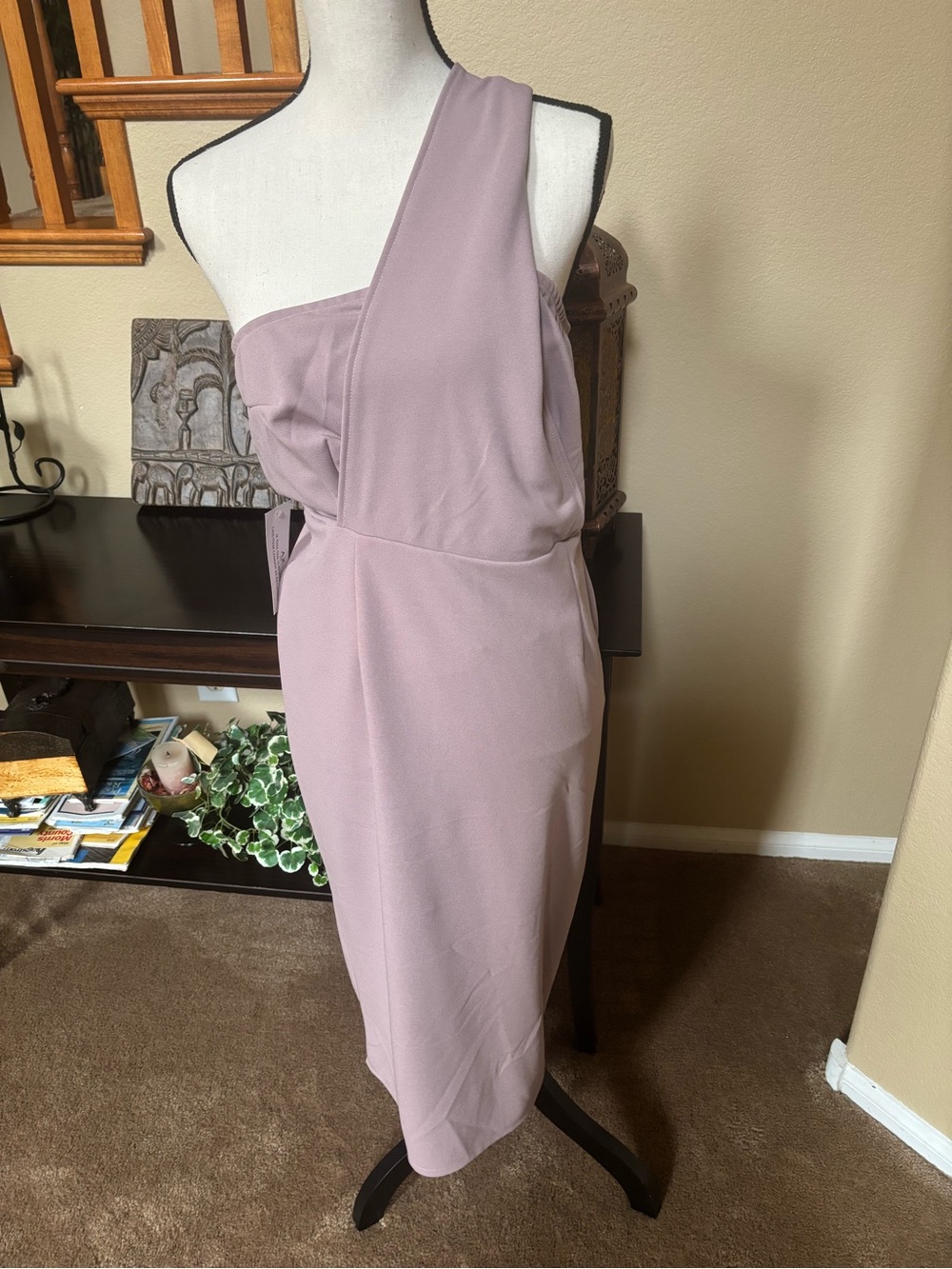 AX Paris One-Shoulder Dusty Rose Sheath Dress